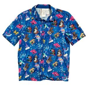 Disney Parks Joey Chou Button Down Men's Collared Camp Shirt Blue S